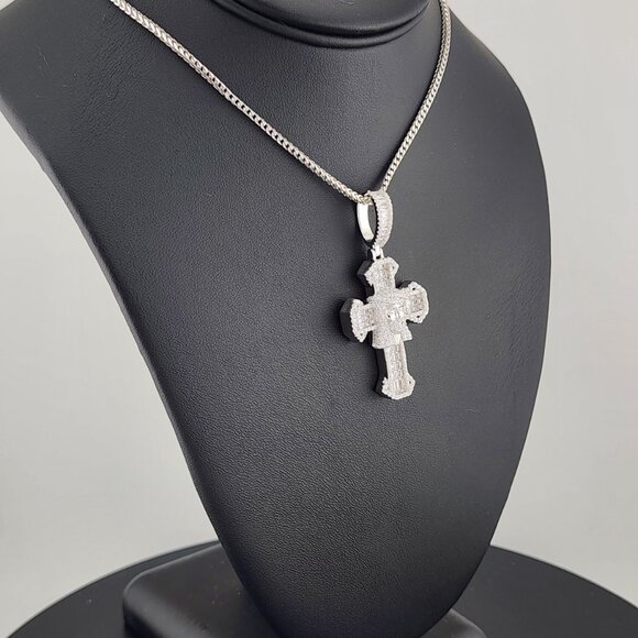 Sterling Silver 925 Cross Necklace with Jesus Face  Religious Pendant - Picture 4 of 12